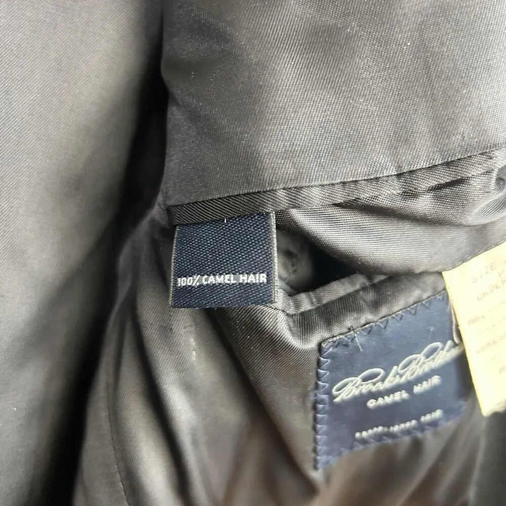 Brooks Brothers Sport Coat Mens 42R Solid Black Camel Hair Blazer Two Button